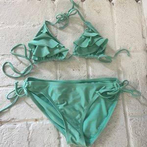 Xhilaration light teal string bikini swim set